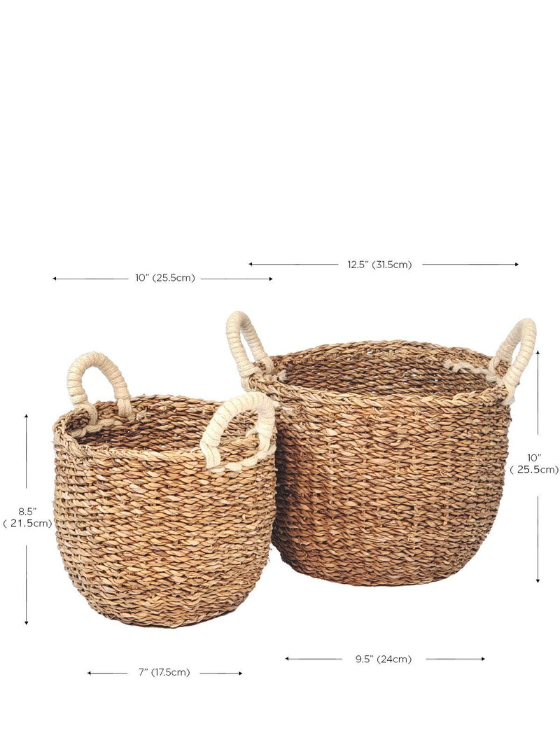 Korissa Savar Basket with White Handle (Set of 2) SHOP Korissa 