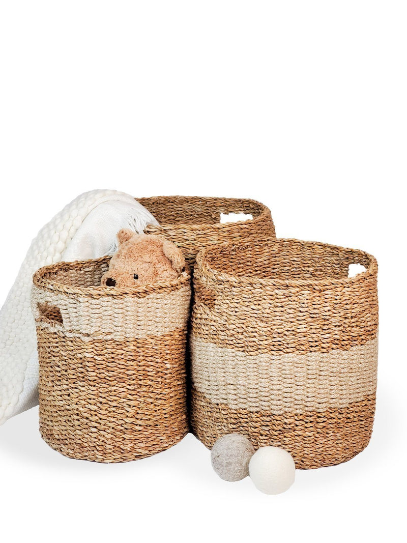 Korissa Savar Hamper Basket with Handle - Natural (Set of 3) SHOP Korissa 