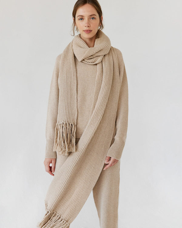 Lapija Recycled Wool Scarf Scarves The Knotty Ones Beige 