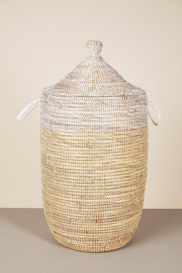 Large Two-Tone Basket Baskets Mbare Natural + White 