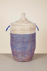Large Two-Tone Basket Baskets Mbare Navy + White 