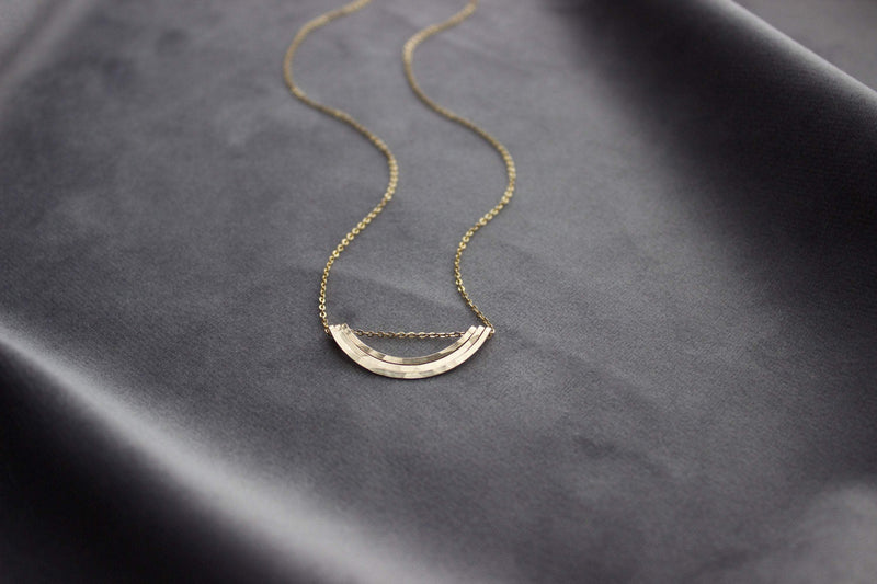 L.Greenwalt Jewelry Dainty layering necklace, everyday jewelry, minimalist, geometric, delicate, crescent, gift, gold, sterling silver, modern layered jewelry Charm Necklaces L.Greenwalt Jewelry 