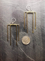 L.Greenwalt Jewelry Deco Brass Hawk Earrings, L.Greenwalt Jewelry, Hammered Brass, Hammered Geometric Earrings, Minimalist Square Earrings, Rectangle Earrings Dangle & Drop Earrings L.Greenwalt Jewelry 