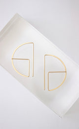 L.Greenwalt Jewelry Gold Art Deco Earrings, Profile, Streamline, Modern Jewelry, Handmade, Sterling Silver, Geometric, Hammered, Minimalist, Lightweight Threader Earrings L.Greenwalt Jewelry 