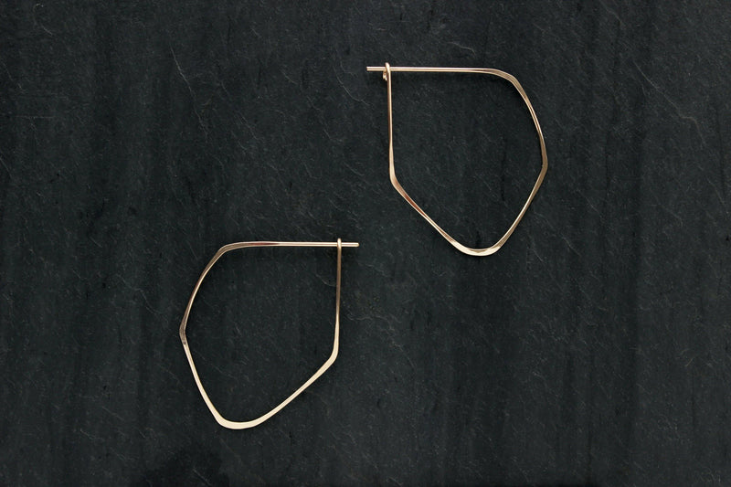 L.Greenwalt Jewelry Gold Hoop Earrings, Faceted, L.Greenwalt Jewelry, Loop Jewelry, Geometric, Threader, Gold, Earrings, Organic Shape, Modern, Contemporary Hoop Earrings L.Greenwalt Jewelry 