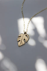 L.Greenwalt Jewelry Monstera Necklace, Handmade, Plant Lovers, Plant Jewelry, Monstera pendant, bronze, sterling silver, gold-filled, Gifts for plant people Pendants L.Greenwalt Jewelry 