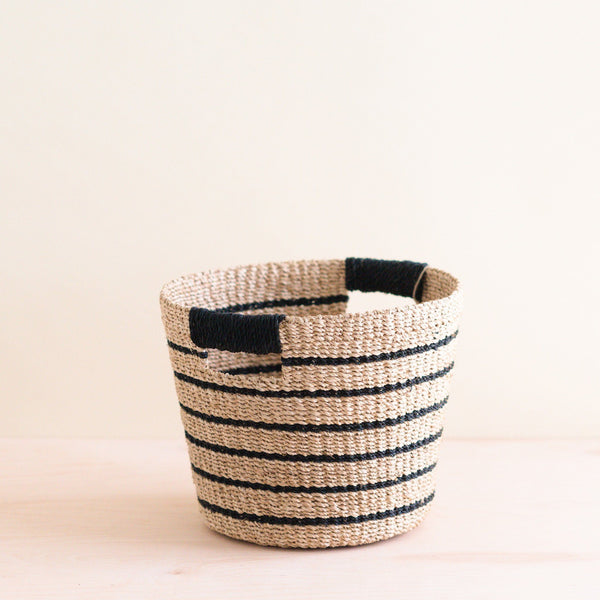 LIKHÂ Black + Natural Striped Tapered Basket - Modern Baskets | LIKHA Baskets LIKHÂ 