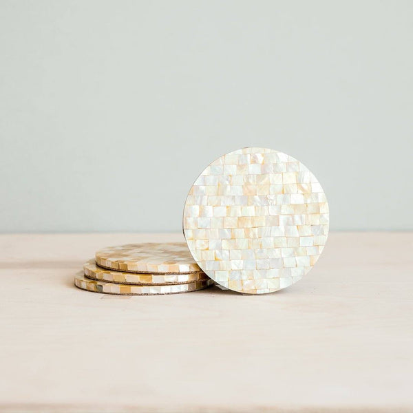 LIKHÂ Golden Yellow Mother of Pearl - Mosaic Coasters | LIKHÂ Coasters LIKHÂ 