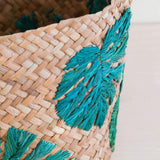 LIKHÂ Monstera Embroidered Soft Seagrass Planter - Woven Baskets | LIKHÂ Baskets LIKHÂ 