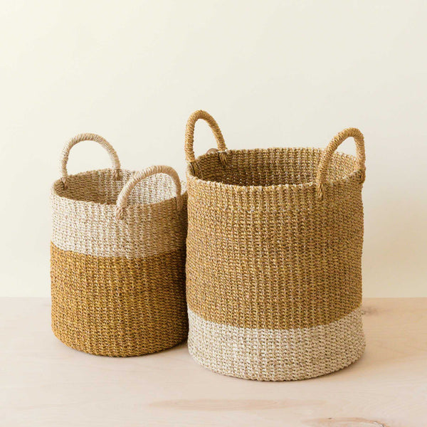 LIKHÂ Mustard Baskets with Handle, set of 2 - Cylinder Baskets | LIKHA LIKHÂ 