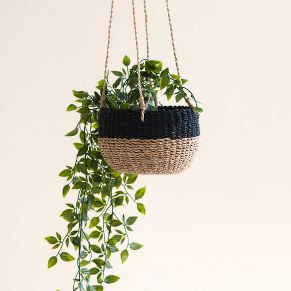 LIKHÂ Natural + Black Colorblock Hanging Planter - Hanging Basket | LIKHÂ Baskets LIKHÂ 