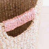 LIKHÂ Natural Octagon Basket with Dusty Rose Handle - Natural Basket | LIKHÂ Baskets LIKHÂ 