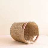 LIKHÂ Natural Octagon Basket with Dusty Rose Handle - Natural Basket | LIKHÂ Baskets LIKHÂ 