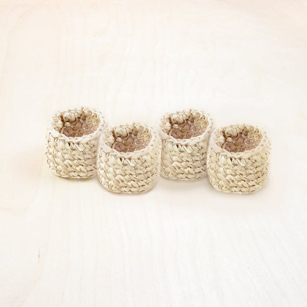 LIKHÂ Natural Raffia Crochet Napking Rings, set of 4 - Natural Fiber | LIKHA Napkin Rings LIKHÂ 