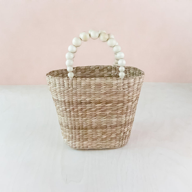 LIKHÂ Natural Small Market Tote Bag with Wood Bead Handles - Modern Woven Tote | LIKHA Handbags LIKHÂ 