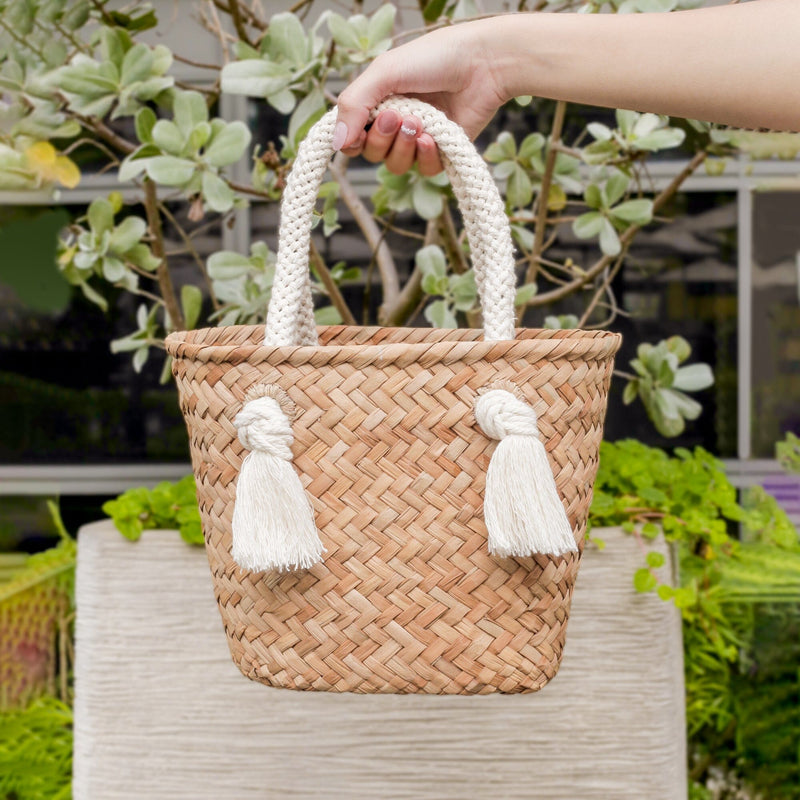 LIKHÂ Oat Small Classic Market Tote with Braided Handles - Straw Tote Bags | LIKHA Handbags LIKHÂ 