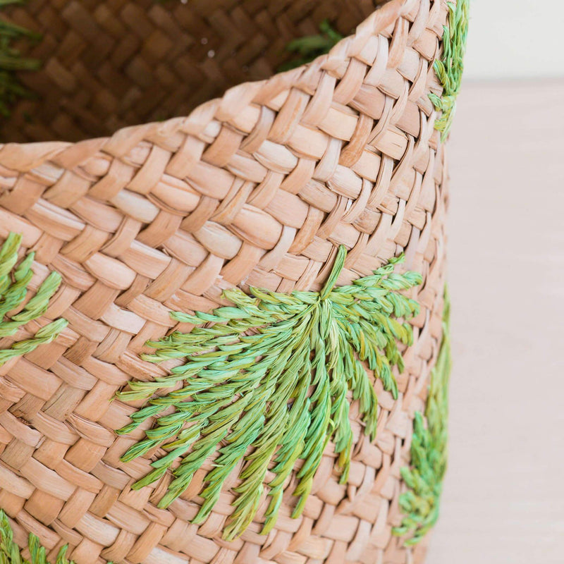 LIKHÂ Palm Embroidered Soft Seagrass Basket - Embroidered Baskets | LIKHÂ Baskets LIKHÂ 