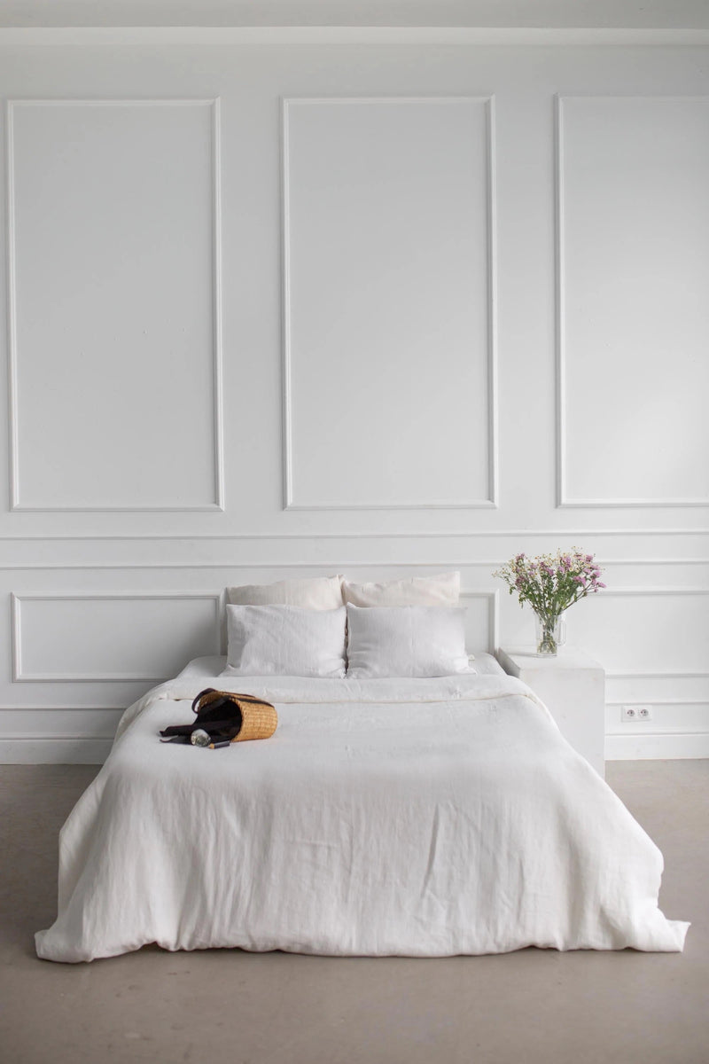 Linen Bedding Set Duvet Covers AmourLinen Full/Double White 