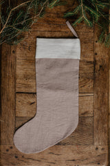 Linen Christmas Stocking Holiday Decor AmourLinen Rosy Brown 