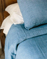 Linen Duvet Cover Set - Denim Blue Duvets Creative Women 