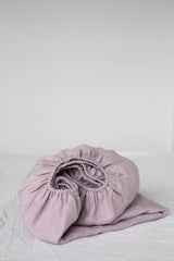 Linen Fitted Sheet Fitted Sheets AmourLinen Twin Dusty Rose 