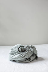 Linen Fitted Sheet Fitted Sheets AmourLinen Twin Sage Green 