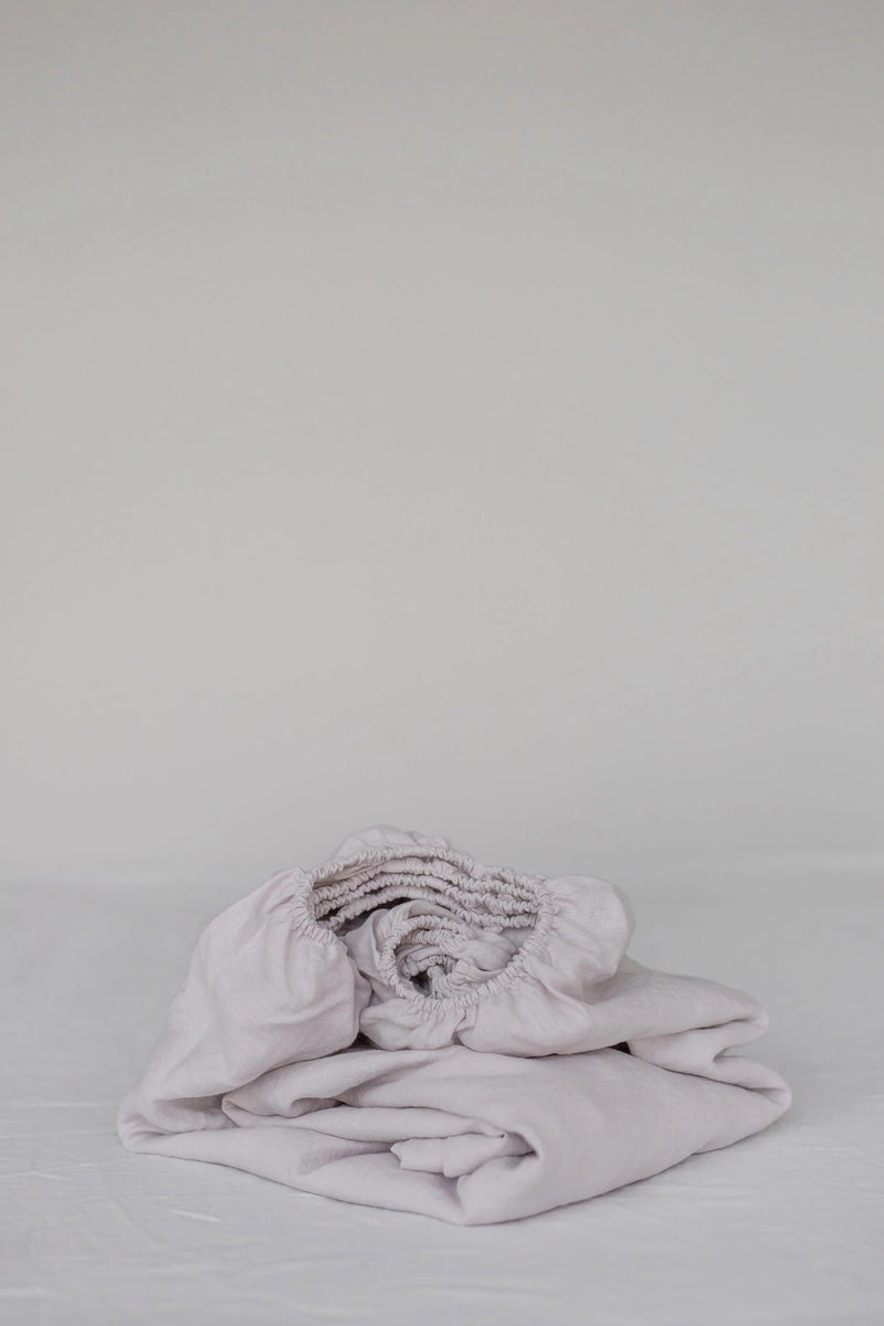 Linen Fitted Sheet Fitted Sheets AmourLinen Twin White 