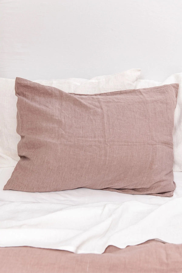 Linen Pillowcase Pillowcases AmourLinen Standard Rosy Brown 