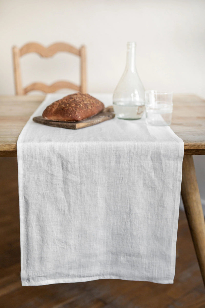 Linen Table Runner Tablecloths + Runners AmourLinen Cream 16" x 59" 