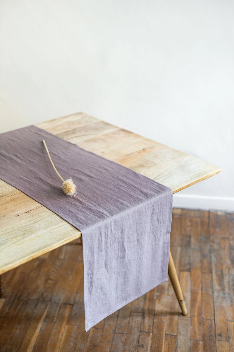 Linen Table Runner Tablecloths + Runners AmourLinen Dusty Lavender 16" x 59" 