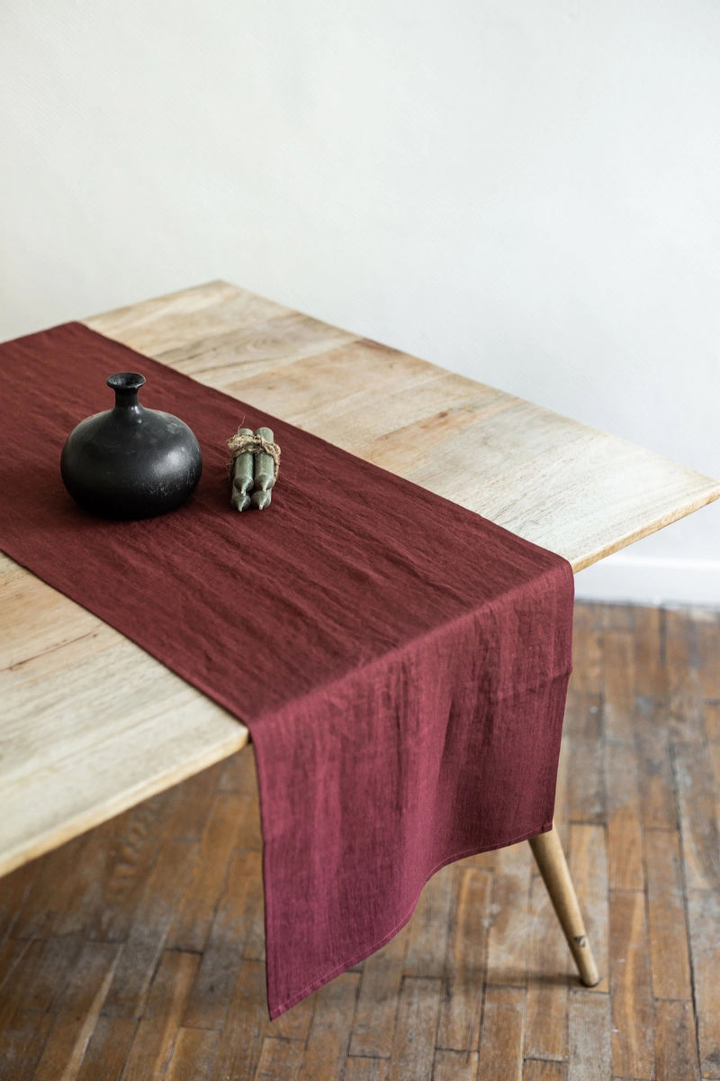 Linen Table Runner Tablecloths + Runners AmourLinen Terracotta 16" x 59" 
