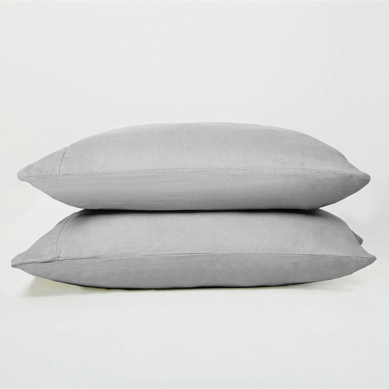 Luxe Weave French Linen Pillowcase Set Pillowcases Sijo Standard Dove 