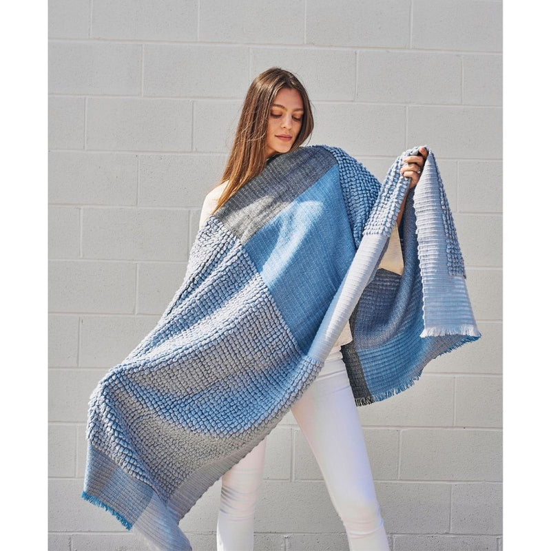Macaroon Merino Wool Throw Blanket - Sky Blankets Studio Variously 