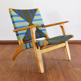 Masaya & Co. Masaya Arm Chair, Pattern Manila Lounge Chair Masaya & Co. Emerald Coast Manila Teak 