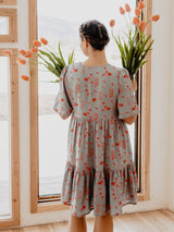Mata Traders Adelaide Tiered Mini Dress Botanical Slate Dresses Mata Traders 