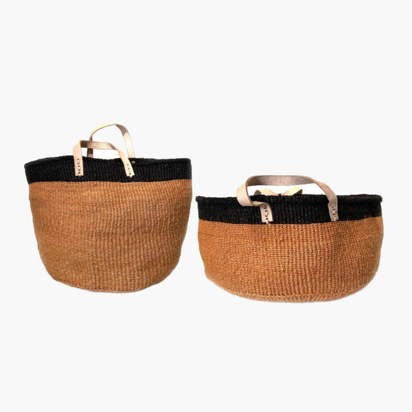 Mbare Floor Basket with Leather Handles Home Decor Mbare 
