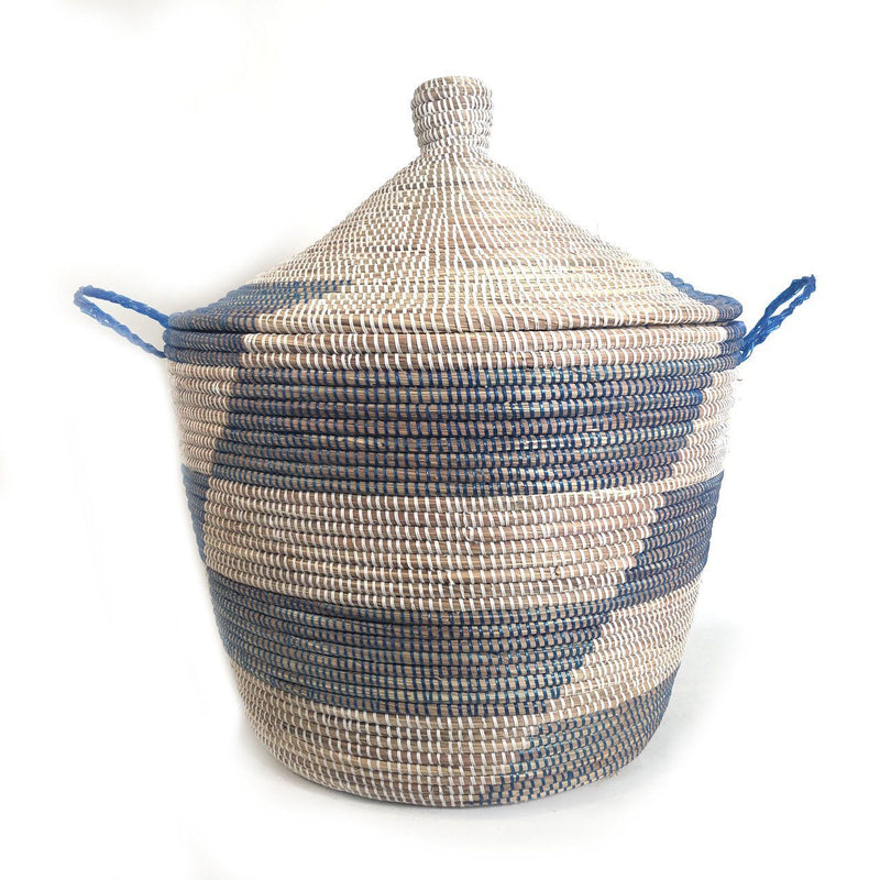 Mbare Low Storage Hamper Basket - Blue Stripe Home Decor Mbare 