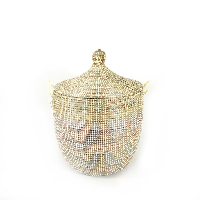 Mbare Medium Two-Tone Basket - Natural + White Home Decor Mbare 