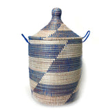 Medium Hamper Basket - Blue Stripe Home Decor Mbare 