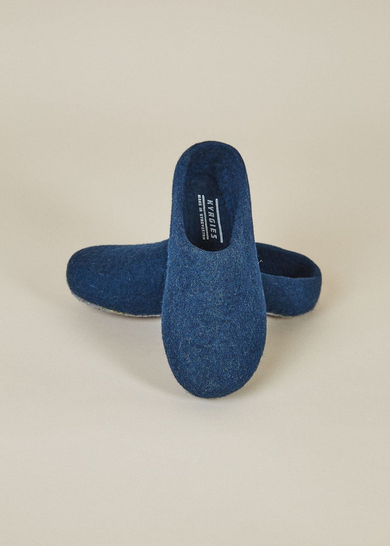 Men's Classic Sole Low Back Wool Slippers Slippers Kyrgies 7-7.5 Navy 