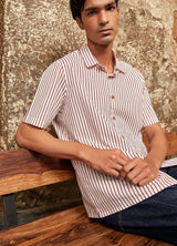 Men's Half-Sleeve Shirt Shirts No Nasties S Ruby Stripe 
