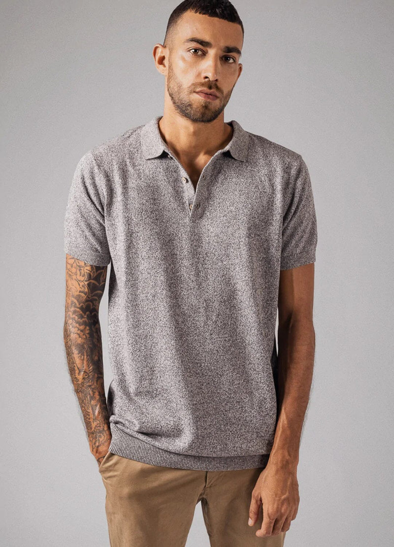 Men's Knit Polo Shirt Shirts No Nasties S Pebble Gray 