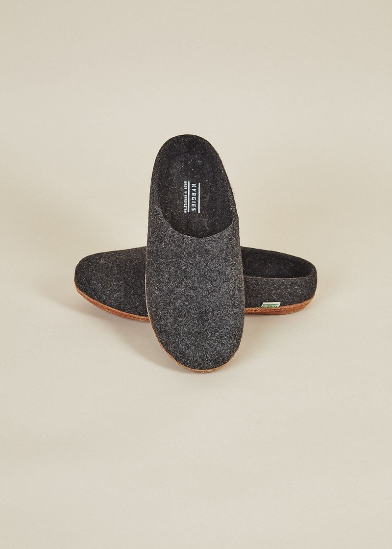 Men's Molded Sole Low Back Wool Slippers Slippers Kyrgies 7-7.5 Charcoal 