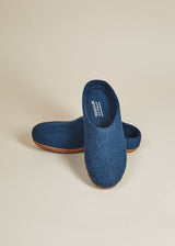 Men's Molded Sole Low Back Wool Slippers Slippers Kyrgies 7-7.5 Navy 