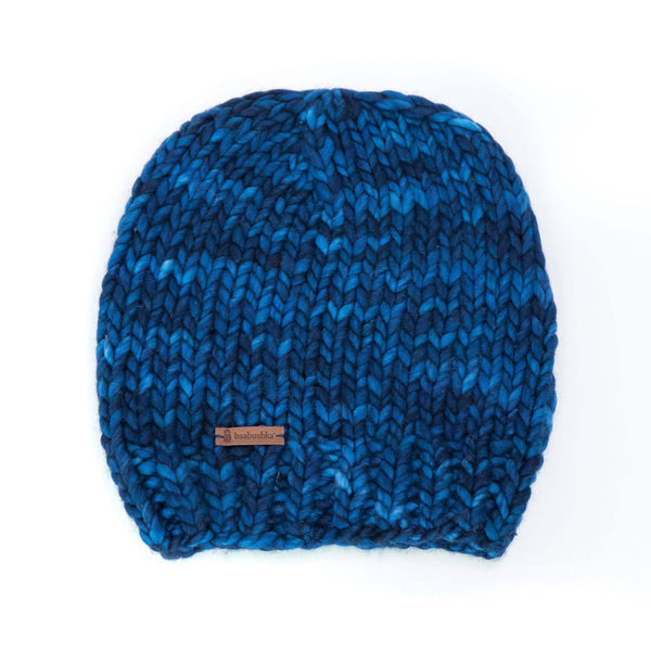Men's Slouchy Merino Wool Reversible Beanie Hats + Visors Baabushka Midnight Blue 