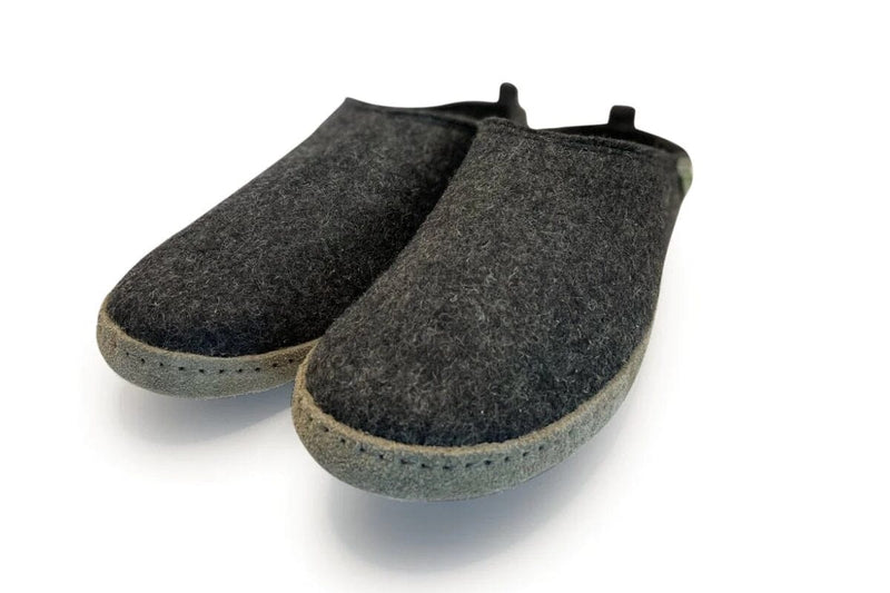 Men's Wool Slipper Slides Slippers Kyrgies 7-7.5 Charcoal 