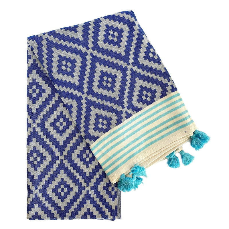 Merida Upcycled Turkish Towel / Blanket Multi Use Textiles Hilana: Upcycled Cotton Blue 