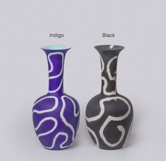 Middle Kingdom Memphis Morning Glory Porcelain Vase Middle Kingdom patterned indigo 