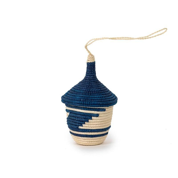 Miniature Basket Ornament - Blue Christmas Azizi Life 