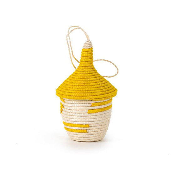 Miniature Basket Ornament - Yellow Christmas Azizi Life 